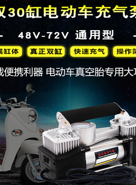 大功率电动车充气泵48-72v通用型96V空胎打气泵双缸便携充气筒冲