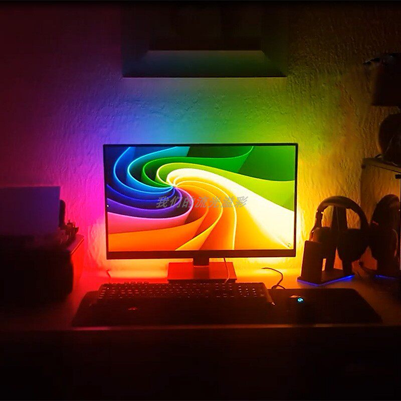 电脑显示器随屏同步氛围背景灯带流光溢彩电竞智能光污染桌面灯条