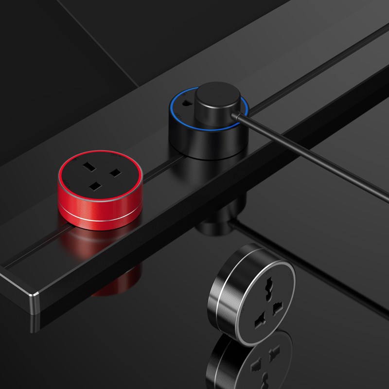 岛台厨房客厅铝合金电力导s轨英式电制明装轨道插座港版13a接线板