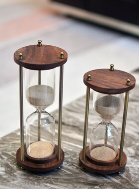 可以自己装沙的自制沙漏空瓶计时器玻璃容器胡桃实木diy定制刻字