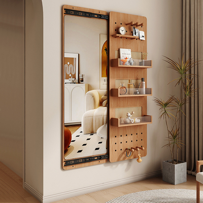 实木全身镜家用隐形暗藏推拉镜子壁挂贴墙可关闭洞洞板全身全身镜