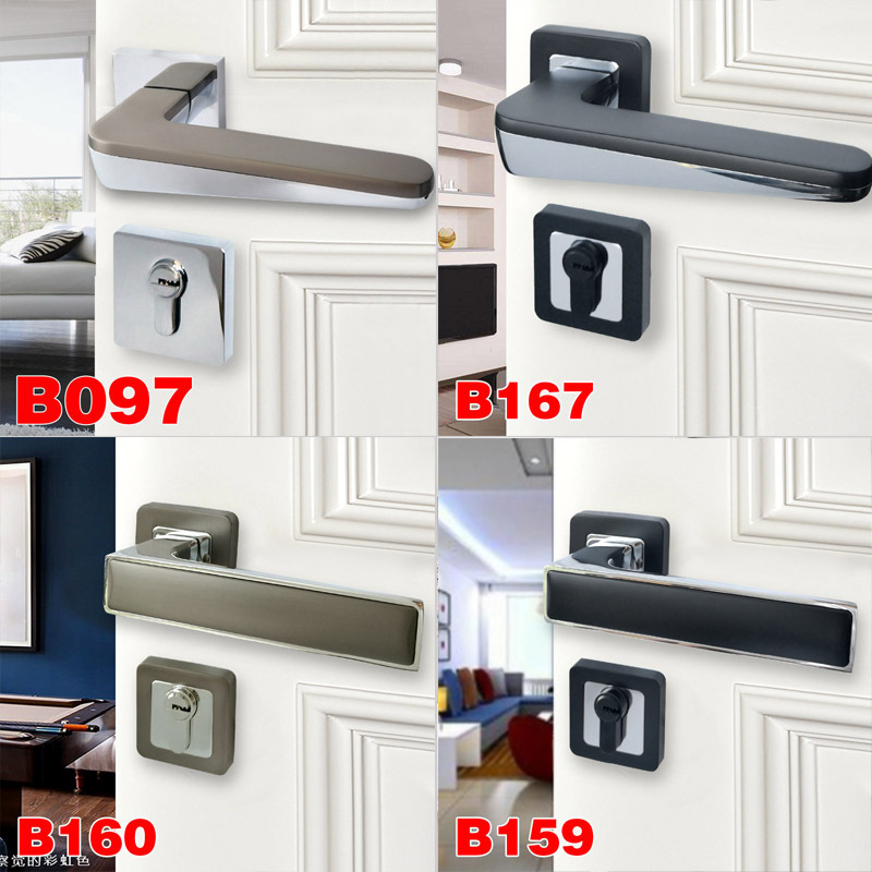 现代简约门锁卧室轻奢分体锁卧室木门锁具灰色通用执手锁磁吸门锁