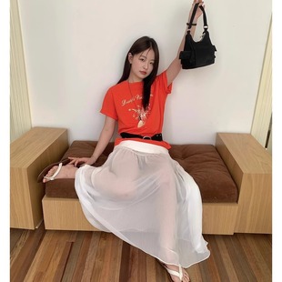 【SIM】2025夏季韩系纯色百搭修身显瘦薄款A字半身裙女6885