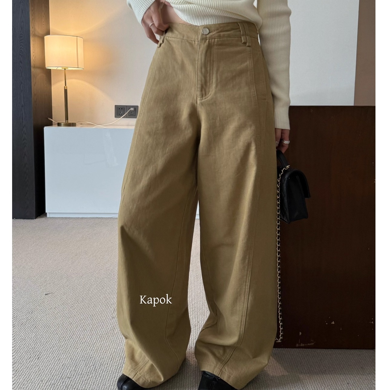 【KAPOK】2025冬季新款韩版爆款加厚加绒复古宽松百搭休闲裤35009