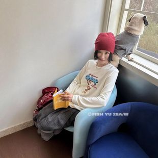 FISH 韩版 新款 卡通兔子字母印花加绒圆领t恤25791 2025冬季