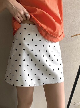 【SIM】2025夏季韩系高腰波点百搭修身显瘦A字半身裙女7022