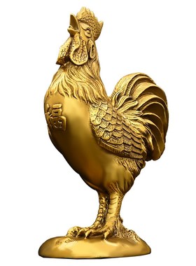纯铜鸡摆件铜g公鸡金鸡大公鸡招财生肖鸡元宝鸡家居客厅风水工艺