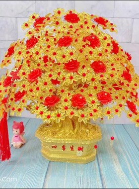 【成品】发财树diy家居摆件仿玉招财树酒柜乔R迁新居开业节日礼物