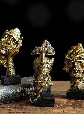 小号沉默是金电视柜摆件抽象工艺品创意人物雕塑雕像办公室客厅装