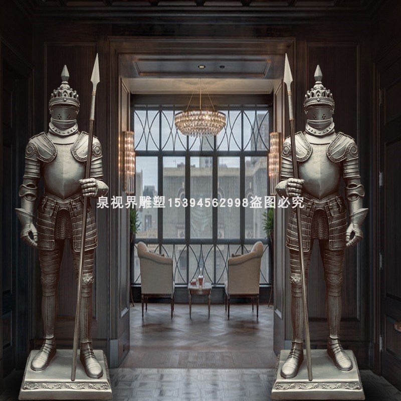 大型欧式迎宾罗马盔甲武士u人物雕像别墅酒吧门厅庭院装饰花园摆