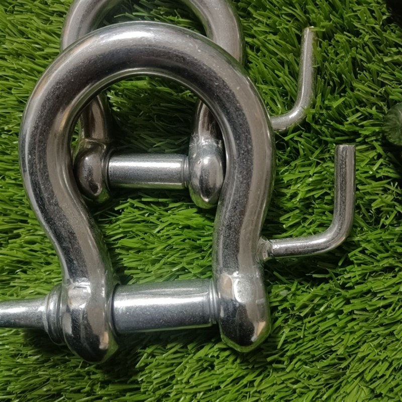 白钢卸扣304不锈钢外墙坐板专用防溜绳U型L扣防滑马蹄扣吊环下降