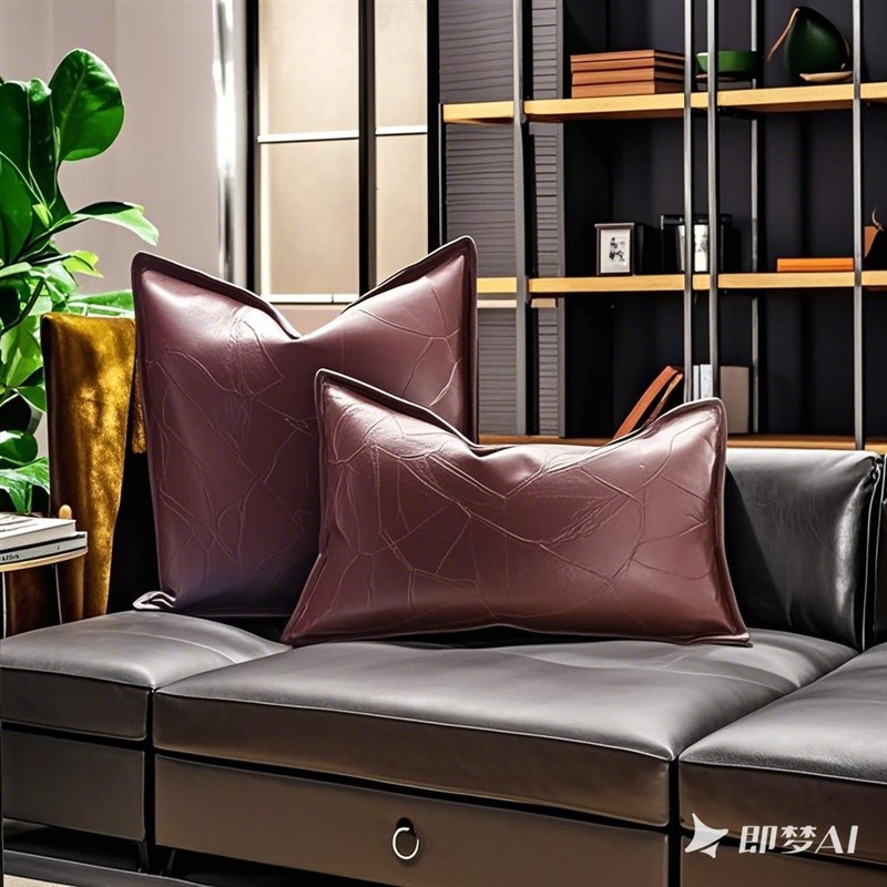 双面真皮拚接g抱枕柔软舒服办公室沙发腰枕客厅卧室羊皮靠垫定制