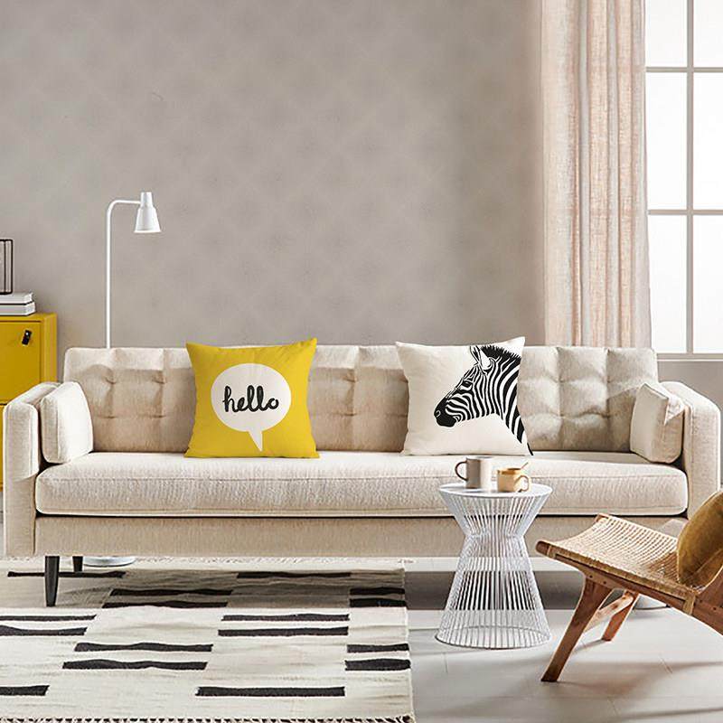 北欧黑白黄色英文床头沙发抱枕靠枕腰枕靠垫套简约现代样板房客厅