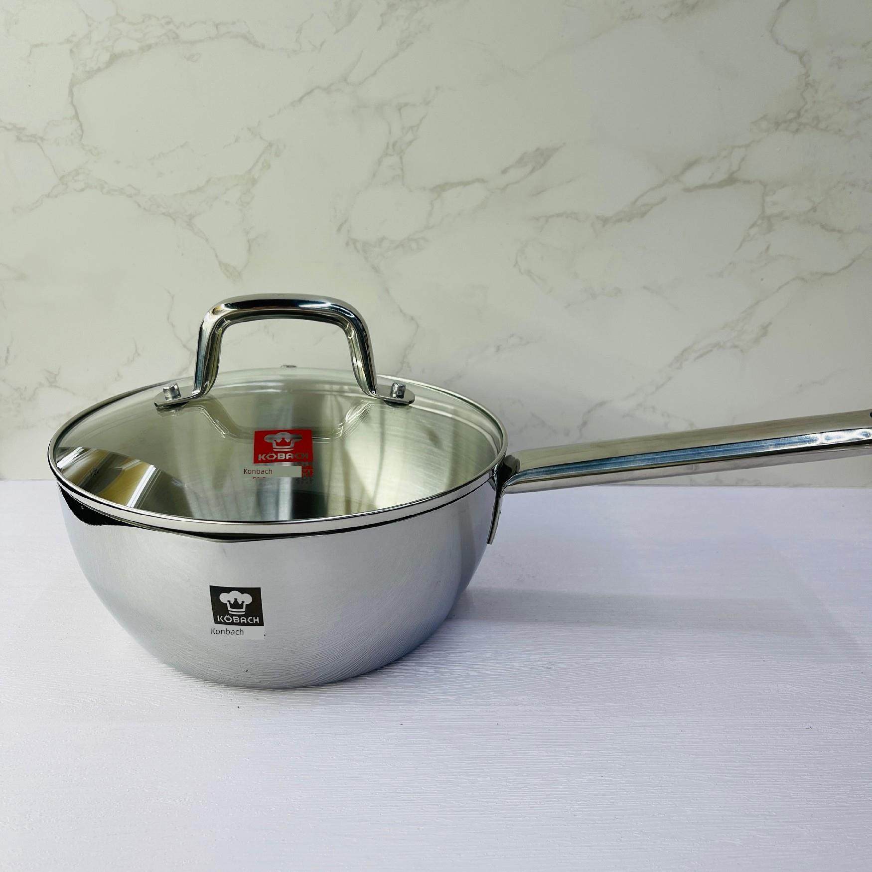 康巴赫奶锅304不锈钢家用煎煮三层钢一体汤锅泡面18 20厘米无铆钉