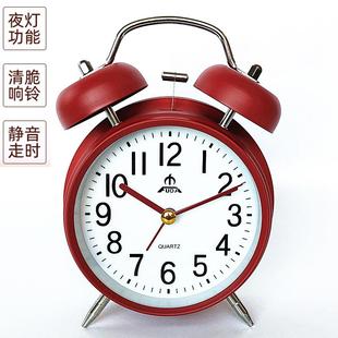 富达可爱金属闹钟创意静音夜灯卡通时尚数字学生床头闹钟简约钟表