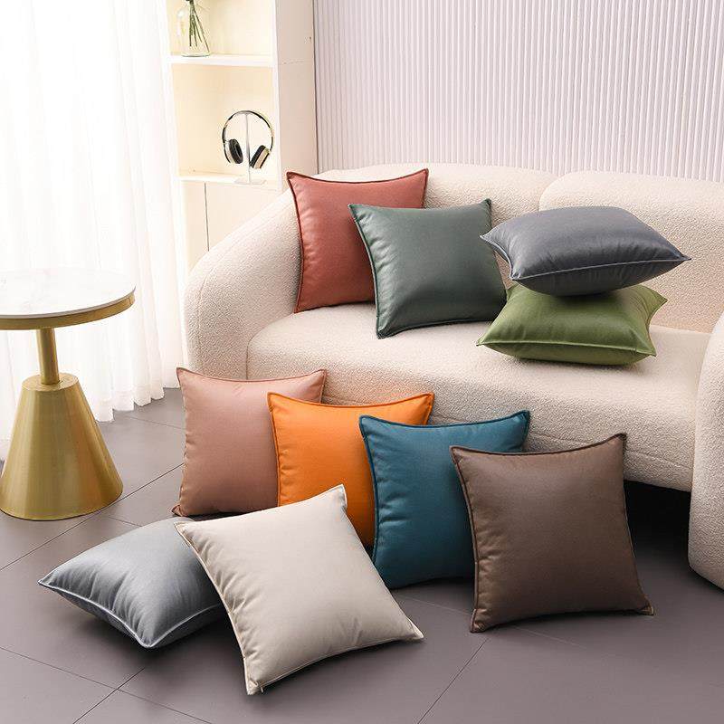 纯色科技布抱枕简约现代靠垫套沙发客厅皮靠背卧室靠枕正方形含芯
