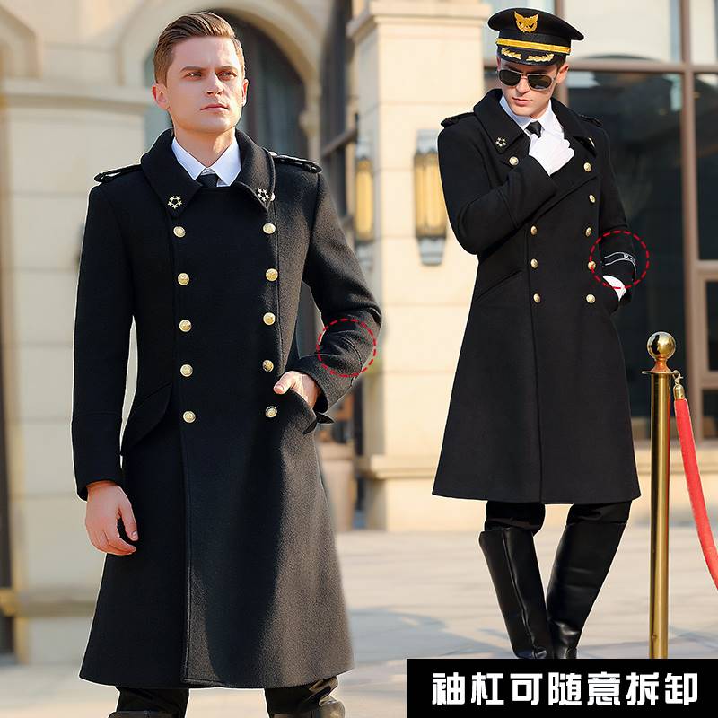 北鹰2021羊毛呢将军大衣男德系冬装制服中长款双排扣形象礼服呢子