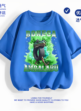 Boneca Ambalabu儿童短袖国外山海经轮胎青蛙男童休闲潮酷纯棉t恤