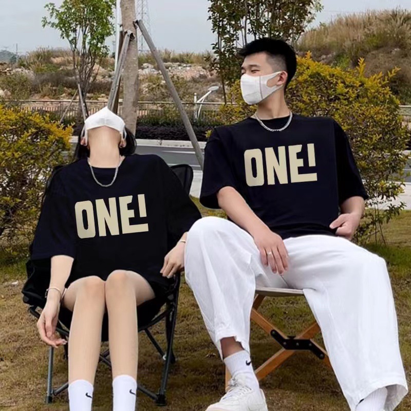 enhypen男装欧货黑色短袖t恤女2024年新款夏季宽松港风大版纯棉