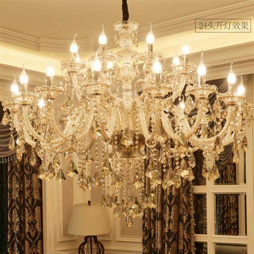 简欧客厅吊灯欧式卧室餐厅灯具美式大气蜡烛复式别墅水晶吊灯