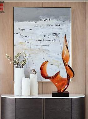 新款简约家居摆饰样板房装饰品摆件抽象蓝色透明树脂仿琉璃雕塑