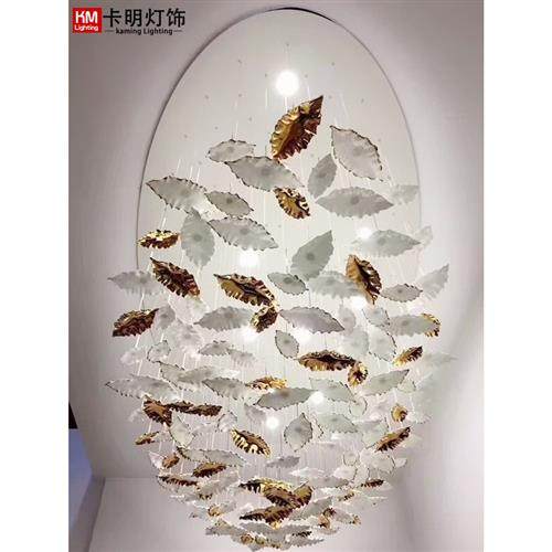 大型水晶吊灯酒店别墅客厅售楼大堂灯会议室枫叶吊灯工程灯具