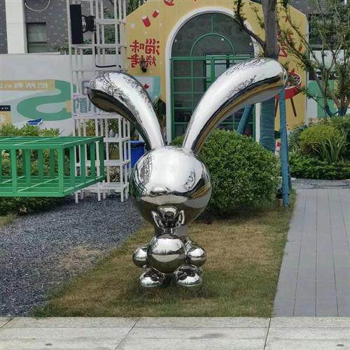 大型不锈钢动物雕塑公园园林镜面兔子雕塑广场户外景观装饰雕塑