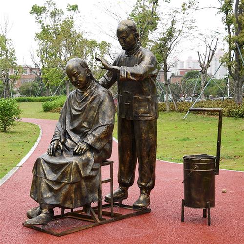 户外仿铜人物雕塑乡村市井文化商业街美陈下象棋玻璃钢装饰品摆件