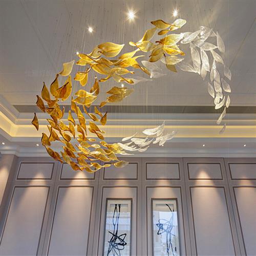 非标工程酒店大堂吊灯大造型灯具个性高透玻璃设计会所售楼部沙盘