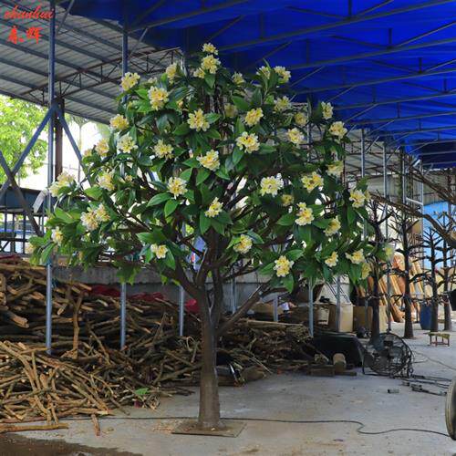 仿真鸡蛋花树庭院装饰人造假盆景绿植景观婚庆装饰树人造鸡蛋花树