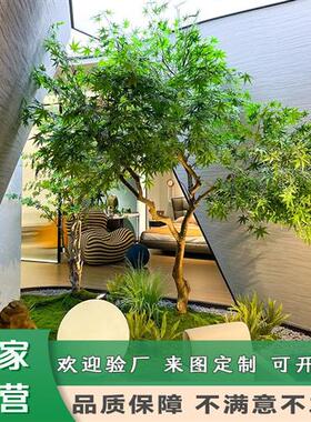 仿真绿枫树造景日式餐厅茶馆室内软装造景展厅客厅绿色装饰假枫树