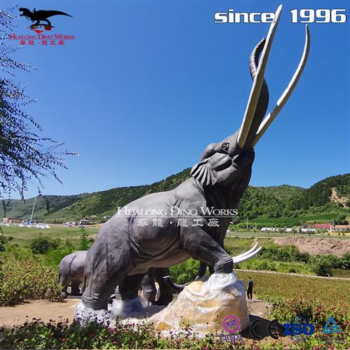 仿真动物黄河古象机械电动模型自贡彩灯恐龙厂家定制户外美陈摆件