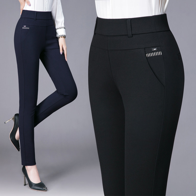 窄版直筒裤女2025新款春秋款弹力女士休闲裤黑色妈妈裤子秋冬加绒 - 海芷恋旗舰店出品