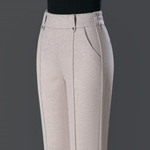 春秋新款 中年妈妈裤 加绒休闲裤 女士羊毛呢裤 羊绒直筒裤 子 女秋冬季