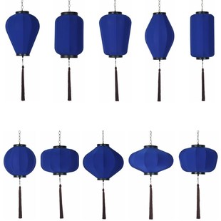 蓝色铁艺花灯弹力布灯笼灯彩色商场开业户外防水T室内装饰定制广