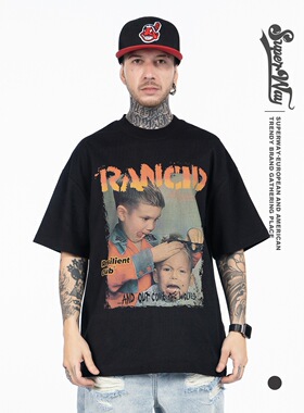 欧美风格短袖T恤宽松理发托尼老师Tony男孩嘻哈趣味印花宽松半袖