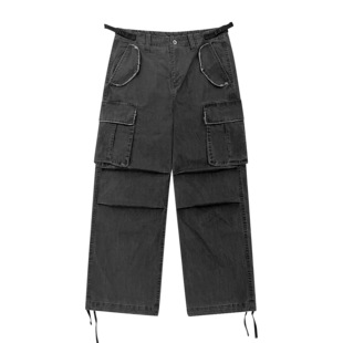 FORGIVENESS日系做旧立体裁剪宽松阔腿直筒口袋伞兵cargo工装裤潮