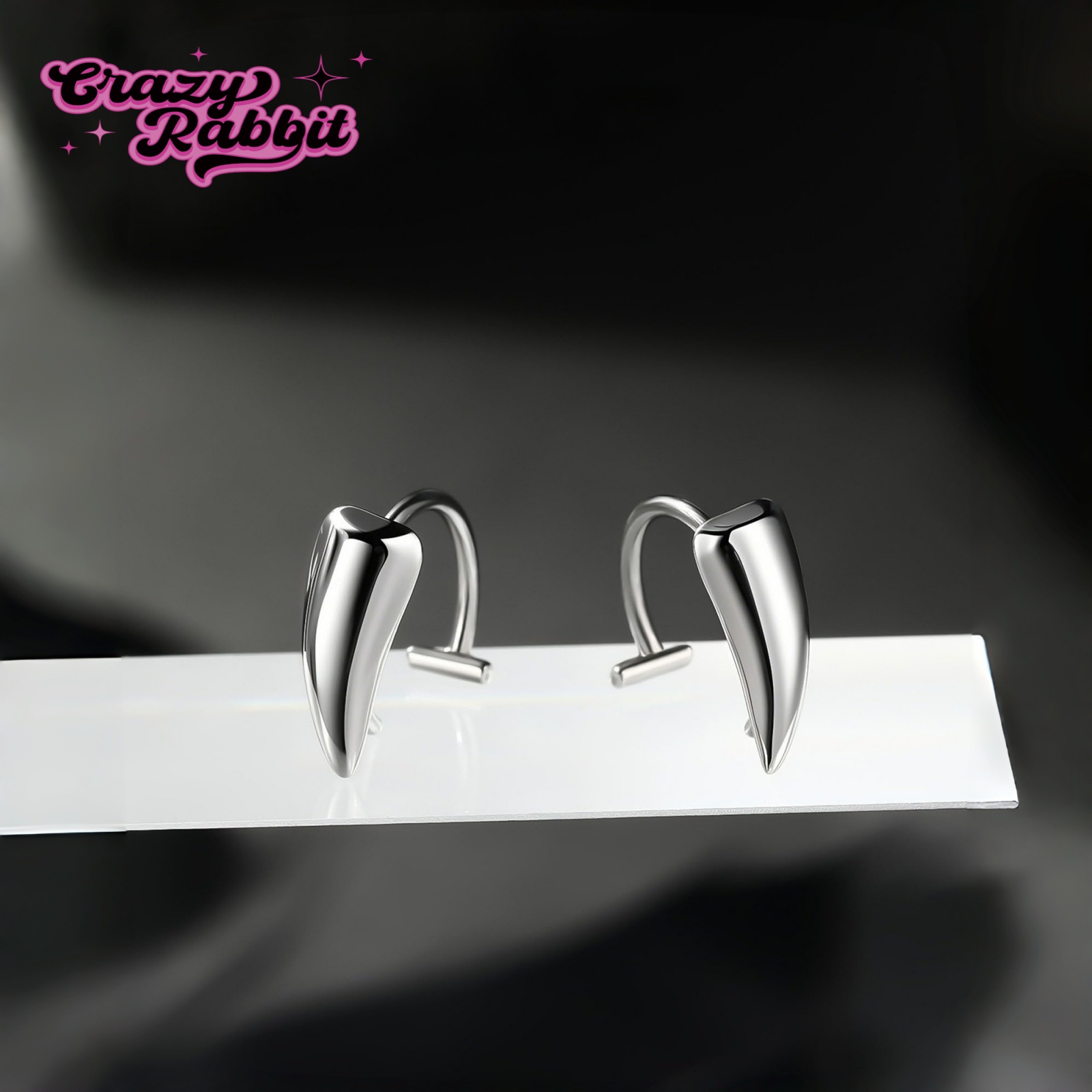 唇环免打孔吸血鬼獠牙无洞唇夹恶魔牙尖牙钛钢免打洞唇钉穿刺饰品