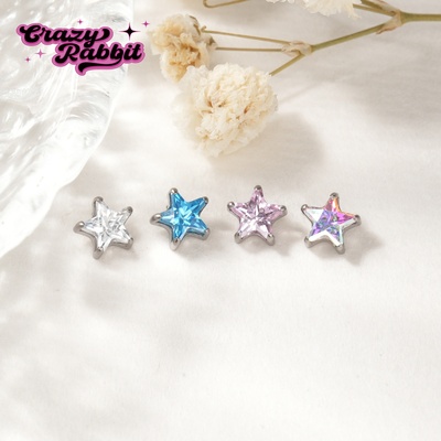 CrazyRabbitF136钛合金星星耳钉