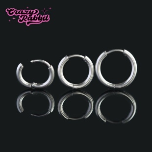 CrazyRabbit F136医用钛合金素圈耳环百搭个性耳钉耳扣圈圈耳饰