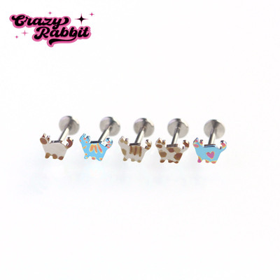 CrazyRabbit猫咪钛合金耳钉