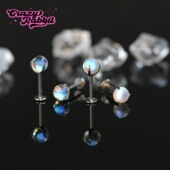 CrazyRabbit 超仙月光蛋白石钛合金耳钉唇钉F136平底耳骨钉耳饰品