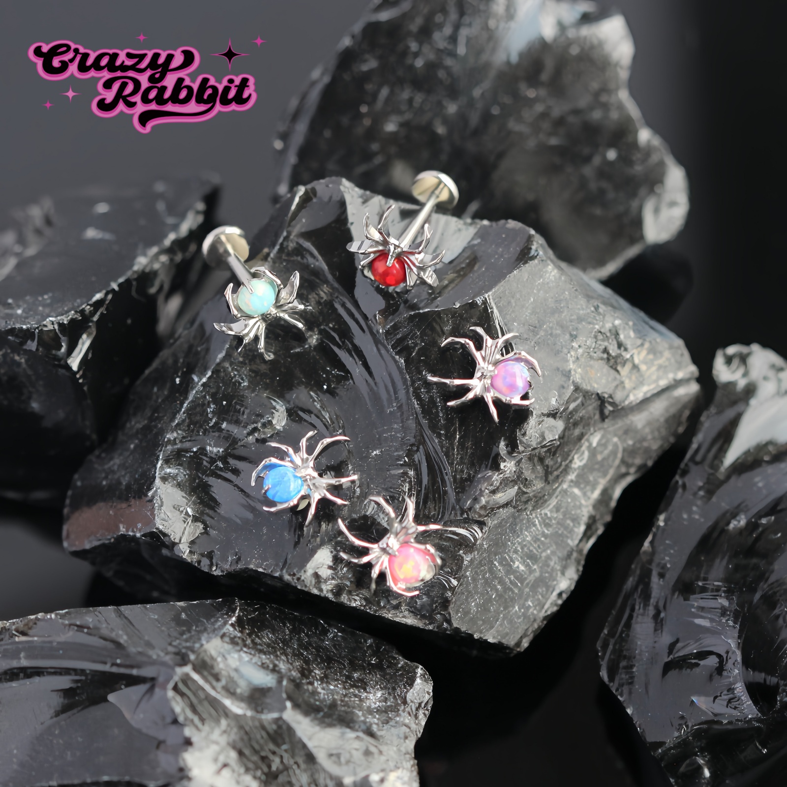 CrazyRabbit爆闪澳宝蜘蛛耳钉