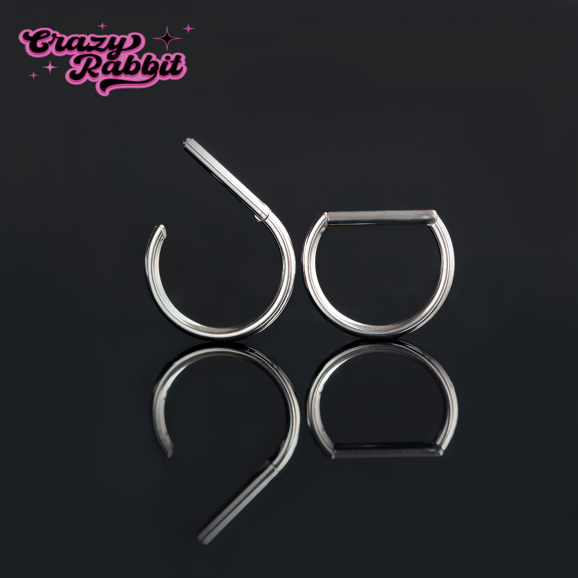 CrazyRabbit钛合金D字耳环