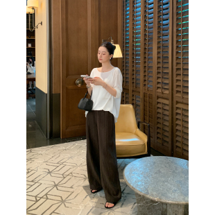 女宽松直筒长裤 Maven 老钱风1OO亚麻阔腿休闲裤 自由新通勤 Lin