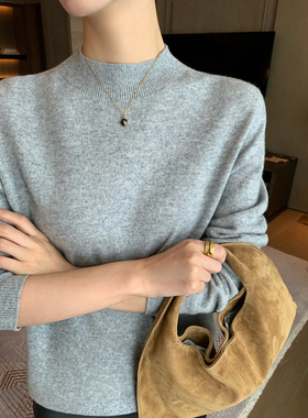 Maven Lin 黑色山羊绒半高领套头针织衫女2025秋冬羊毛打底毛衣