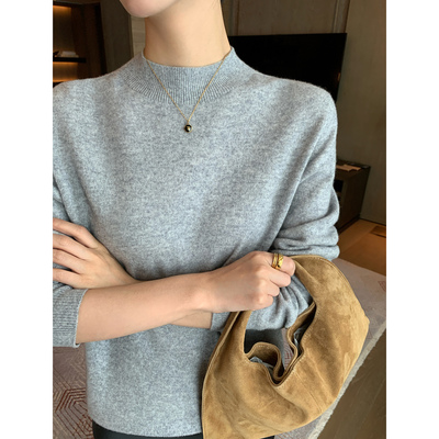 半高领套头针织衫女羊毛打底衫