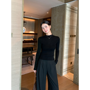 Lin 长袖 型适主义 女气质修身 针织上衣 1OO羊毛半高领打底衫 Maven