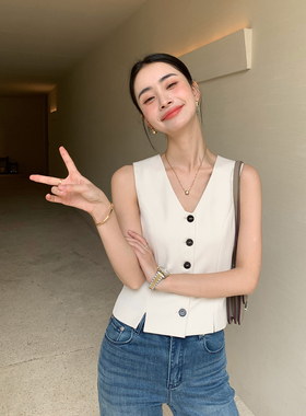 Maven Lin 高智白领通勤无袖马夹背心女外搭短款西装马甲开衫上衣