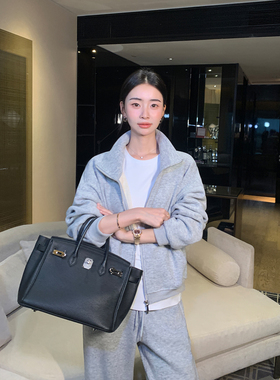 Maven Lin 都市雅逸 立领卫衣外套女气质拉链针织开衫+休闲裤套装